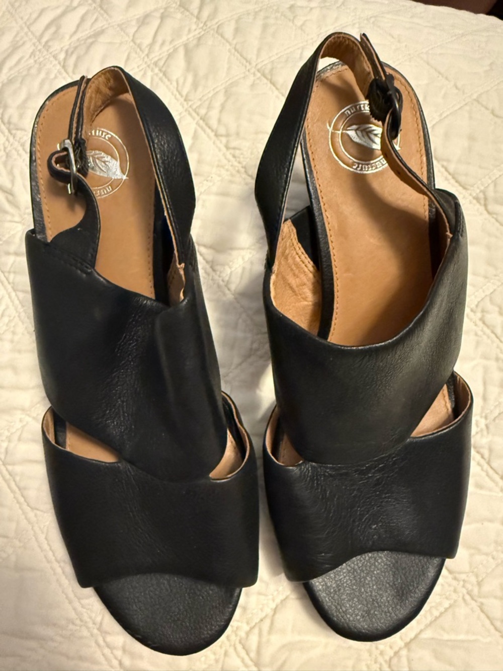 Nurture Black Leather Slingback Sandals 9 career business office church